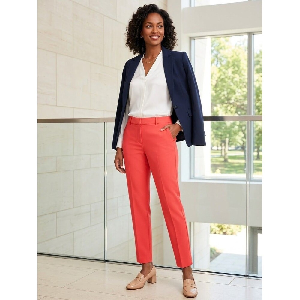 Talbots Coral Ankle Pants Skinny Leg Slim Fit Stretch Pockets Flat Front Sz 6